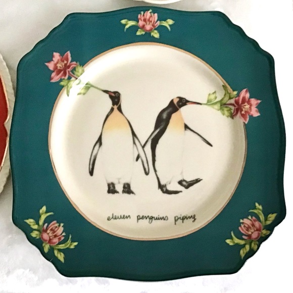 Anthropologie Lou Rota Handpainted Glazed Decaled Set of Four Plates New In Box - Picture 11 of 11